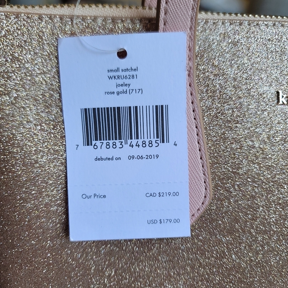 Kate Spade Bag Joeley Small Satchel Pink Glitter Rose Gold - Picture 8 of 11